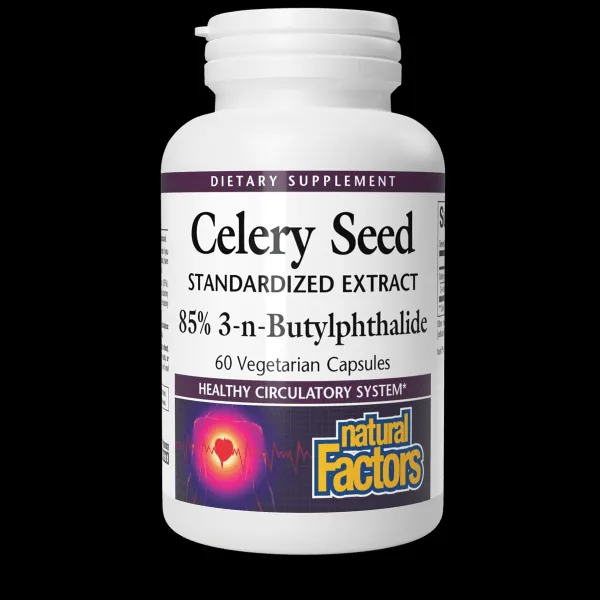 Celery Seed, Standardized Extract, 60 Vegetarian Capsules - Natural Factors