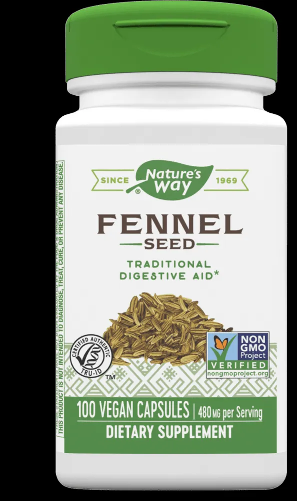 Fennel Seed 480 mg, 100 Vegan Capsules - Natures Way