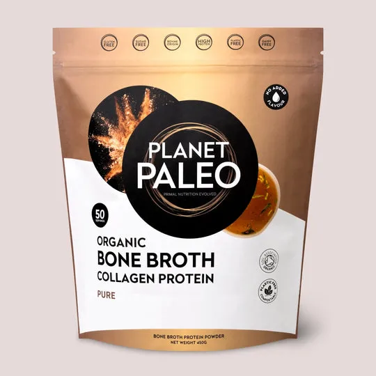 Original Organic Bone Broth Collagen Protein, Garlic & Onion 450g – Planet Paleo