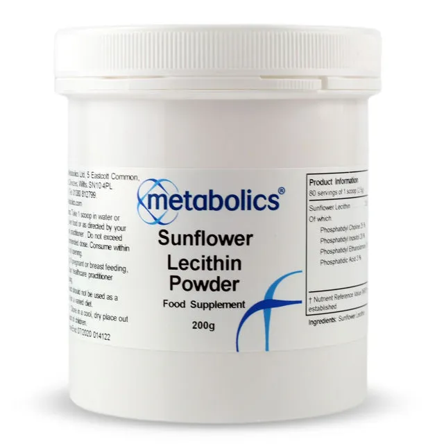 Sunflower Lecithin Powder (Pot Of 200g)- Metabolics