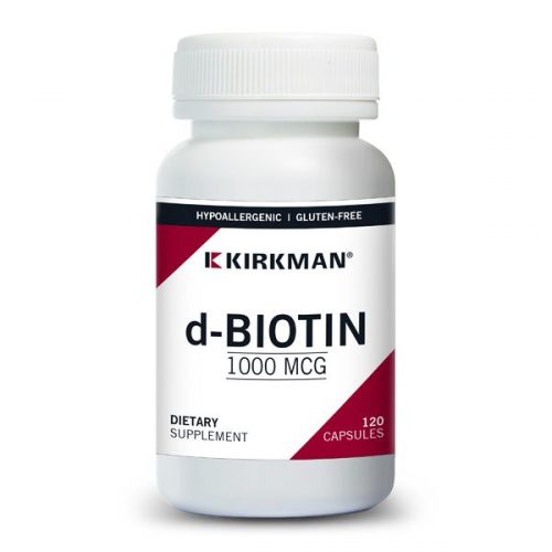 d-Biotin 1000 mcg, 120 capsules - Kirkman Labs (Hypoallergenic) - BBE - 30/06/2024