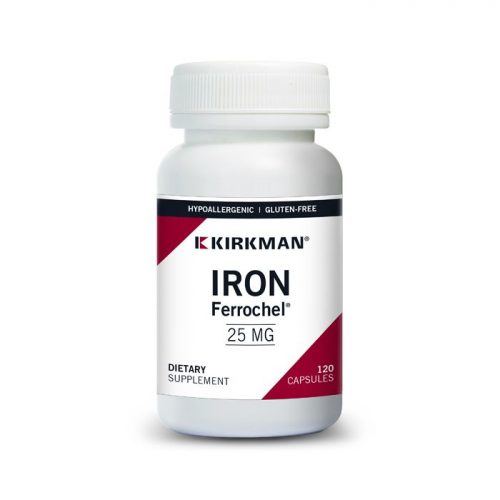 Iron Ferrochel 25mg (Hypoallergenic) 120 Capsules - Kirkman Laboratories