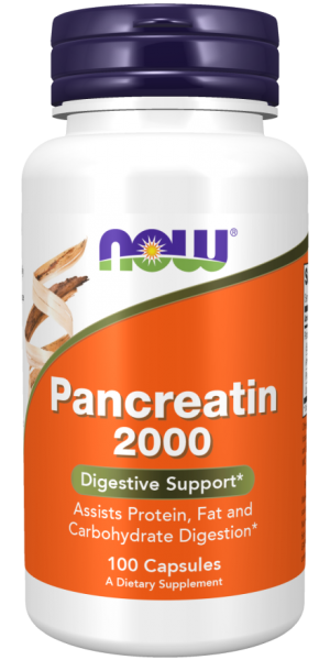 Pancreatin 2000 (10X 200 mg) 100 Capsules - Now Foods