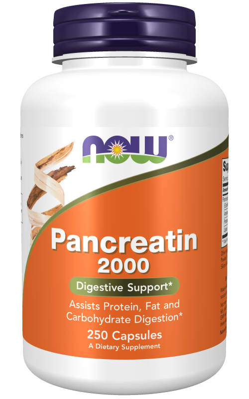 Pancreatin 2000 (10X 200 mg) 250 Capsules - Now Foods