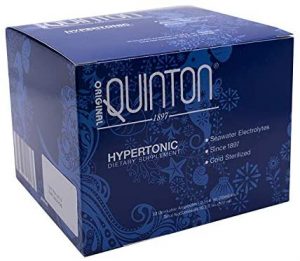 Blue box of Quinton Hypertonic 30 x 10ml vials (300ml) - Quicksilver on a white background.