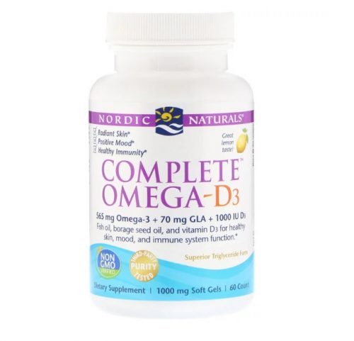 Complete Omega-D3 (Lemon) 1000 mg, 60 Soft Gels - Nordic Naturals