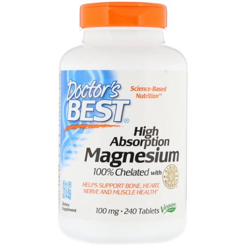High Absorption Magnesium 100% Chelated with Albion Minerals 100mg, 240 Tablets - Doctor's Best
