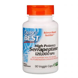 High Potency Serrapeptase 120,000 SPU, 90 Capsules - Doctor's Best