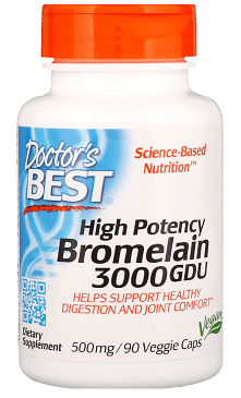 High Potency Bromelain, 3000 GDU, 500 mg, 90 Veggie Caps - Doctor's Best