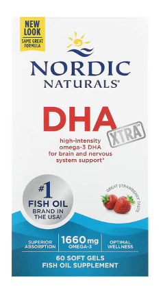 DHA Xtra (Strawberry) 1660 mg, 60 Softgels - Nordic Naturals