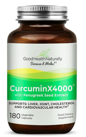 CurcuminX4000 with Fenugreek - 180 Capsules - Good Health Naturally - BBE - 31/03/2024