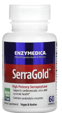 SerraGold, High Potency Serrapeptase (60 Capsules) - Enzymedica