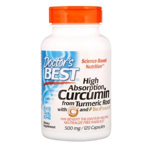 Curcumin, High Absorption 500mg, 120 Capsules - Dr's Best