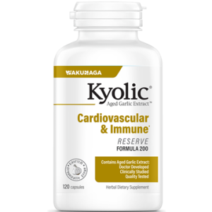Kyolic Cardiovascular & Immune Reserve (Aged Garlic Extract) 1200 mg, 120 Capsules - Wakunaga