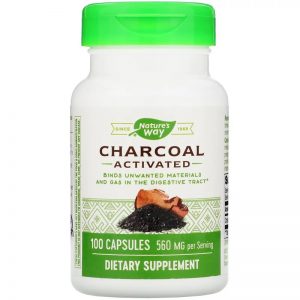 Charcoal Activated 560 mg, 100 Capsules - Nature's Way