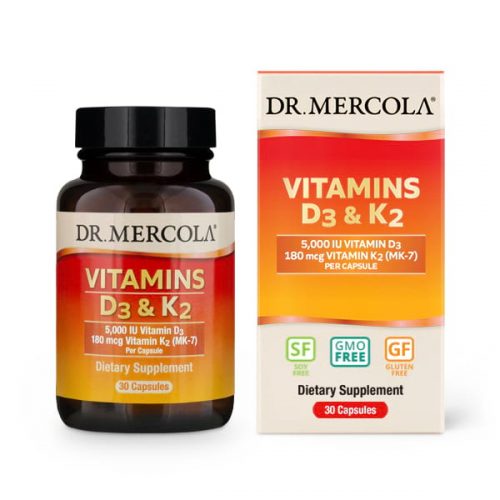 Dr Mercola Vitamins D3 & K2,  30 Capsules  - Dr Mercola