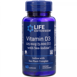 Vitamin D3 with Sea-Iodine 5000 IU, 60 Capsules - Life Extension