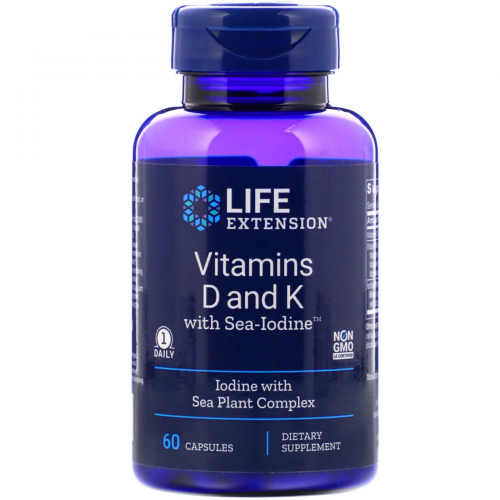 Vitamins D and K with Sea-Iodine, 60 Capsules - Life Extension