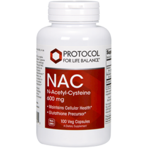 NAC N-Acetyl-Cysteine, 600 mg, 100 Veg Capsules - Protocol for Life Balance