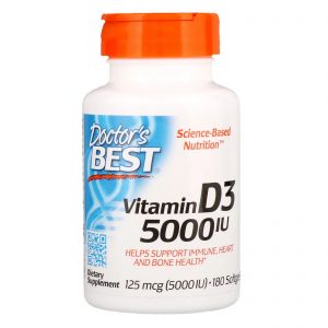 Vitamin D3 125mcg (5000 IU), 180 Softgels - Doctor's Best