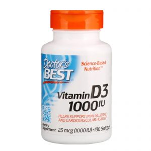 Vitamin D3 25mcg (1000 IU), 180 Softgels - Doctor's Best - BBE - 31/05/2024