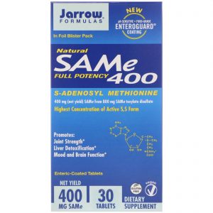 SAM-e (S-Adenosyl-L-Methionine) 400mg, 30 Enteric-Coated Tablets - Jarrow Formulas