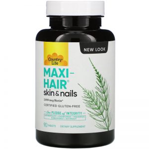 Maxi-Hair, Skin & Nails (2,000 mcg Biotin) 90 Tablets - Country Life