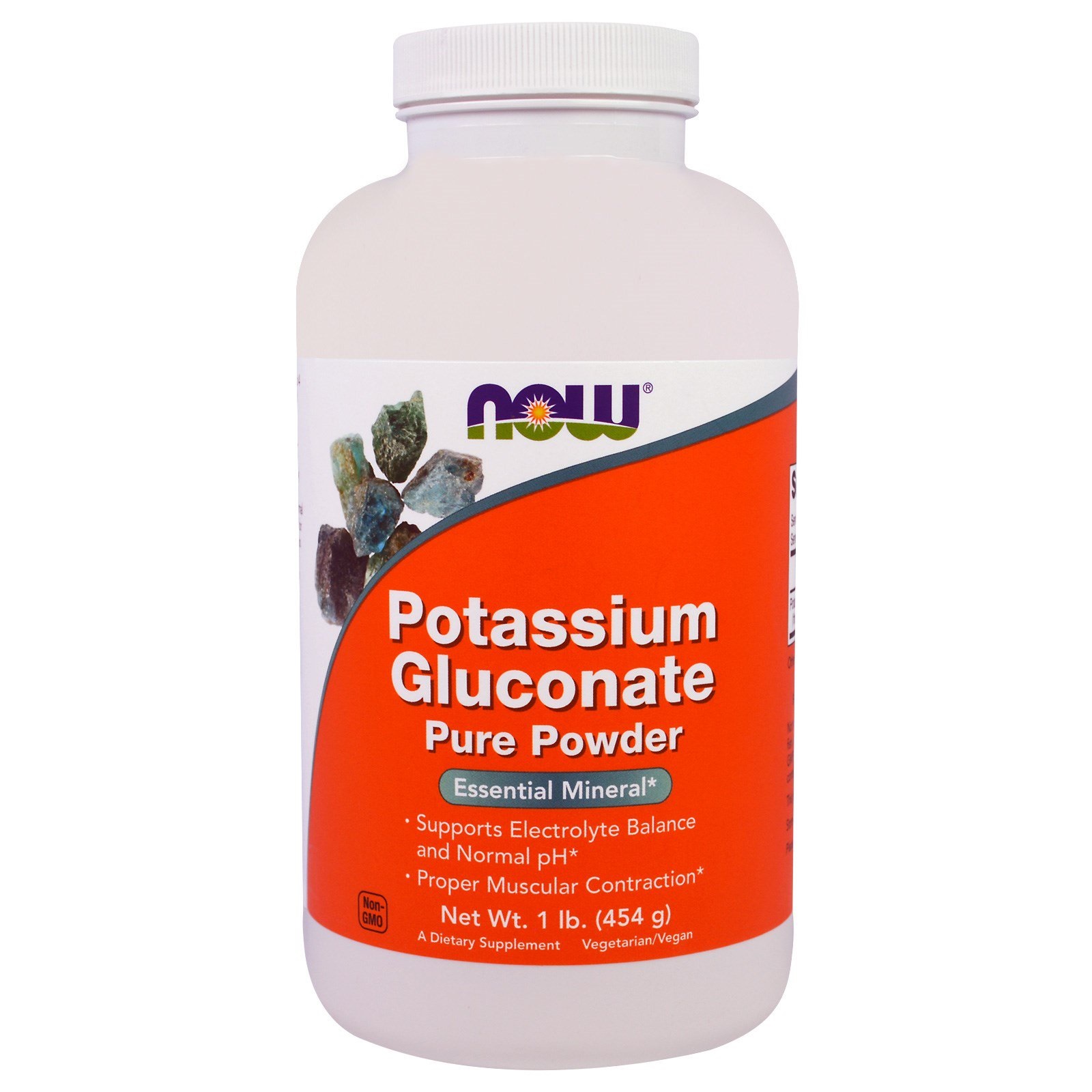Potassium Gluconate, 100% Pure Powder, 454g - Now Foods
