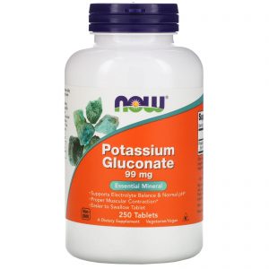 Potassium Gluconate 99mg, 250 Tablets - Now Foods