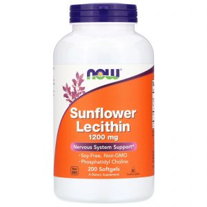 Sunflower Lecithin 1200mg, 200 Softgels - Now Foods