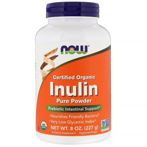 Certified Organic Inulin, Prebiotic Pure Powder, 227g - Now Foods