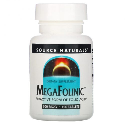 MegaFolinic, 800 mcg, 120 Tablets  - Source Naturals