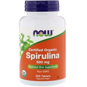 Certified Organic Spirulina, 500mg, 200 Tablets - Now Foods
