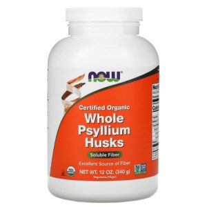 Organic Whole Psyllium Husks 12 oz (340 g) - Now Foods
