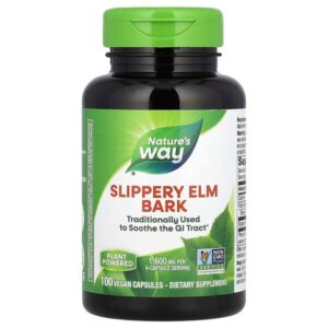 Slippery Elm Bark 1600mg, 100 Vegan Capsules - Natures Way