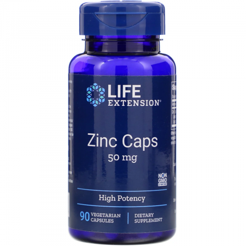 Zinc Caps, High Potency, 50mg, 90 Capsules - Life Extension