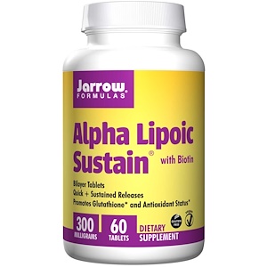 Alpha Lipoic Sustain 300, with Biotin (300mg) - 60 Tablets - Jarrow