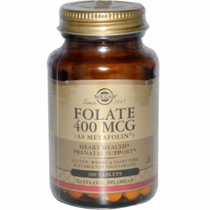 Folate, As Metafolin, 400 mcg, 100 Tablets - Solgar