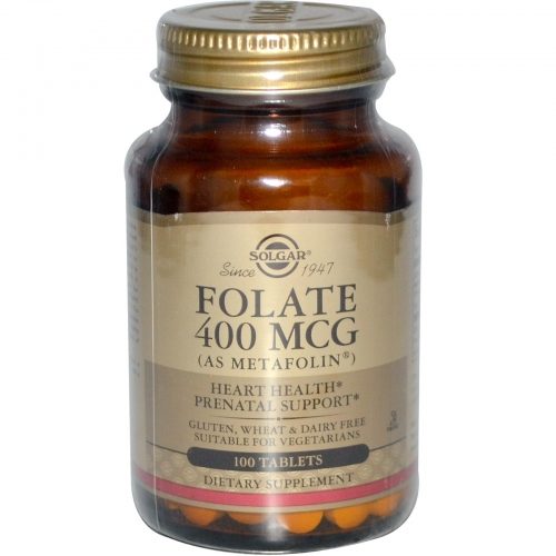 Folate, As Metafolin, 400 mcg, 100 Tablets - Solgar