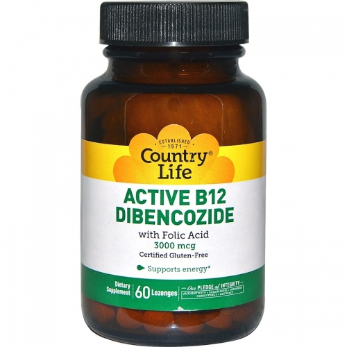 Active B12 Dibencozide, 3000 mcg, 60 Lozenges - Country Life