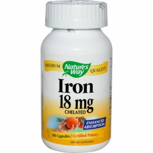Iron Chelated, 18 mg, 100 Capsules - Nature's Way - Best before end March 2016