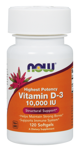 Vitamin D3/D-3, 10,000 IU, 120 Softgels - Now Foods