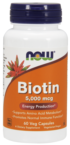 Biotin, 5,000 mcg, 60 Veg Capsules - Now Foods