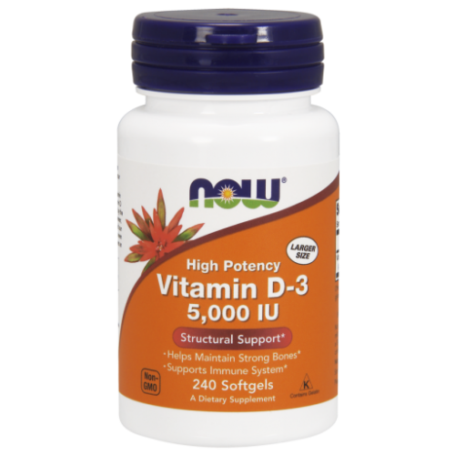 Vitamin D3, 5,000 IU- 240 Softgels - Now Foods