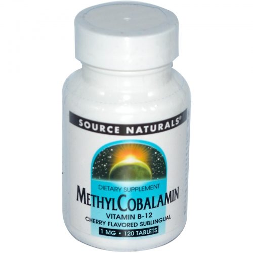 MethylCobalamin (B-12/B12), Cherry Flavored Sublingual, 1 mg, 120 Tablets - Source Naturals