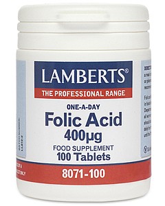 Folic Acid 400 mcg, 100 Tabs - Lamberts