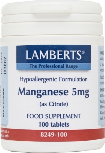 Manganese 5mg (as Citrate), 100 Tabs - Lamberts - SOI**