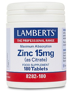 Zinc 15mg-  (as Citrate) 180 tabs - Lamberts