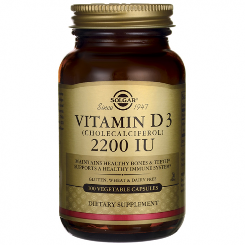 Natural Vitamin D3/D-3, 2200 IU, 100 Veggie Caps - Solgar