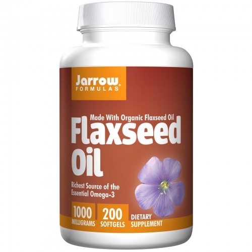 Flaxseed Oil Softgels (Certified Organic 1000mg) - 200 Softgels - Jarrows